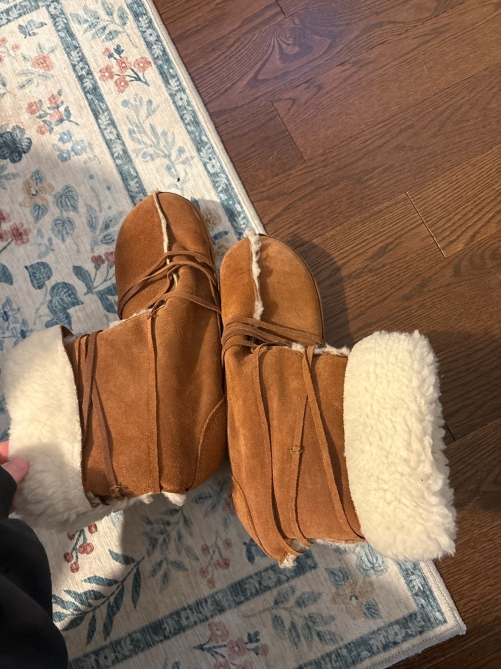 Cozy Suede Faux-Shearling Ankle Boots in Brown - Picture 9 of 9